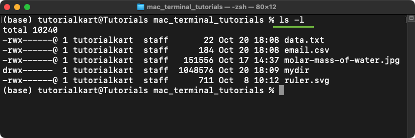 Viewing Detailed Information of Files and Directories in Mac Terminal